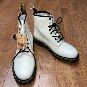 Dr. Martens White and Black Leather Boots